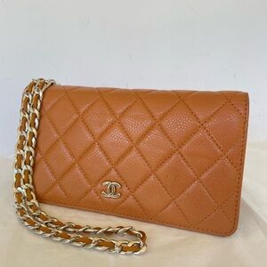 CHANEL Camel crossbody  Caviar wallet